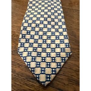 Robert Talbott Best of Class Nordstrom Silk Tie Blue Cream Geometric Hand Sewn